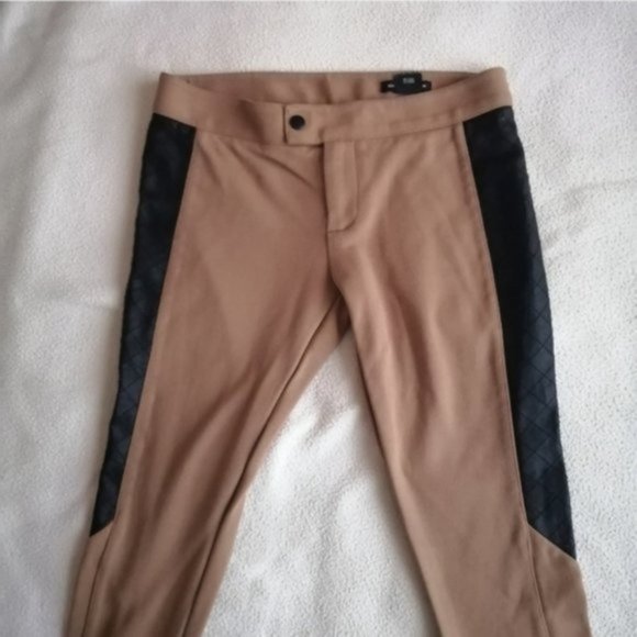 Club Monaco Tan Skinny Pants with Faux Leather Detailing - Picture 10 of 15